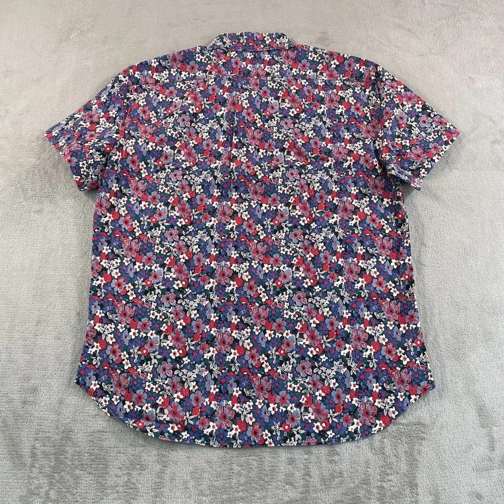 J.CREW Poplin Shirt Men Large Multi Floral Secret Wash Organic Stretch SS‎ NWOT